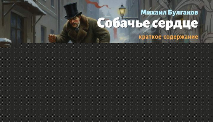 Собачье сердце, краткое содержание Михаил Булгаков Читать краткий пересказ романа Михаила Булгакова «Собачье сердце».